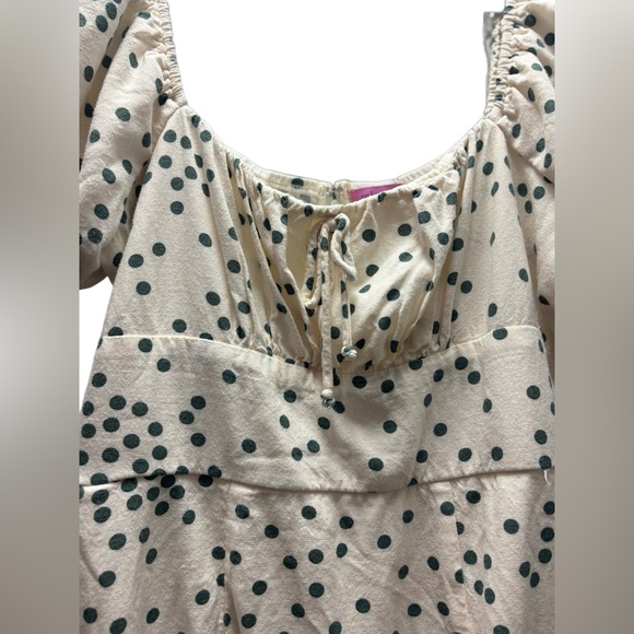 Francesca’s “Emily” Puff Sleeve Polka dot Linen Blend Summer Mini Dress, Large💗 - Picture 6 of 9
